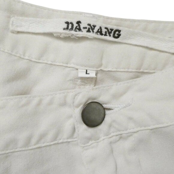 DA-NANG Fan embroidered cropped silk twill pants sz L wide leg y2k - Picture 8 of 9